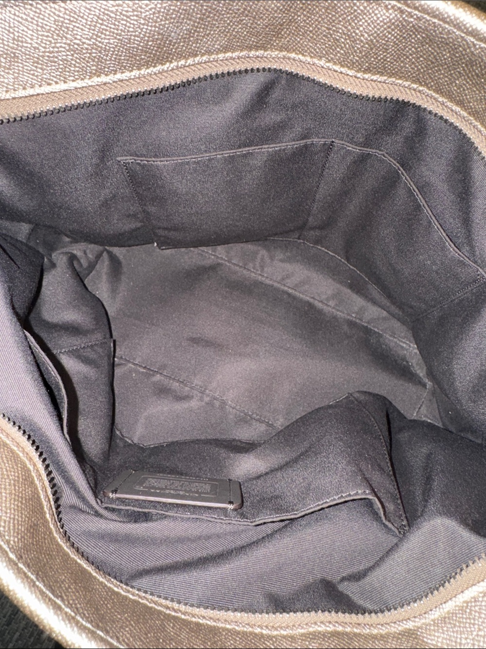 Coach Bag Metallic Champagne Gold Zip Top Tote - Picture 13 of 17